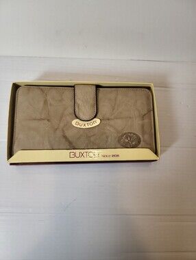 Vintage BUXTON Brown Leather Trifold Wallet Organizer Clutch KISS Clasp Coin